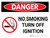 Danger: No Smoking Turn Off Ignition Landscape with Graphic - Wall Sign