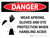Danger: PPE Aprons Gloves Eye Protection Handling Acid Landscape with Graphic - Wall Sign