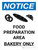 Notice: Food Prep Area - Bakery Only Portrait with Graphic