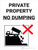Private Property No Dumping Black and White Portrait with Graphic - Wall Sign