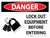 Danger: Lock Out Equipment Before Entering Landscape with Graphic - Wall Sign