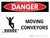 Danger: Moving Conveyors Landscape with Graphic - Wall Sign