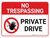 No Trespassing: Private Drive Landscape with Graphic - Wall Sign