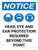 Notice: Head Eye Ear Protection Required Portrait with Icon - Wall Sign