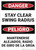 Danger: Stay Clear Swing Radius Bilingual Spanish - Wall Sign