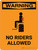 Warning: No Riders Allowed Portrait - Wall Sign