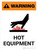 Warning: Hot Equipment Portrait White With Icon - Wall Sign