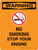 Warning: No Smoking - Stop Your Engine Portrait OSHA With Icon - Wall Sign