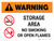 Warning: Storage Area - No Smoking or Open Flame Landscape White With Icon - Wall Sign
