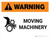 Warning: Moving Machinery Landscape With Hand Hazard Icon - Wall Sign