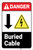 Danger: Buried Cable Down Arrow ANSI with Icons Portrait - Label