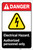 Danger: Electrical Hazard - Authorized Personnel Only ANSI with Hazard Icon Portrait - Label