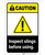 Caution: Inspect Slings Before Using ANSI with Hazard Icon Portrait - Label