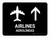 Airlines With Up Arrow Black Bilingual Spanish Landscape - Wall Sign