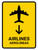 Airlines With Down Arrow Yellow Bilingual Spanish Portrait - Wall Sign
