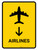 Airlines With Down Arrow Yellow Portrait - Wall Sign