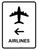 Airlines With Left Arrow White Portrait - Wall Sign