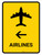 Airlines With Left Arrow Yellow Portrait - Wall Sign