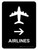 Airlines With Right Arrow Black Portrait - Wall Sign