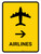 Airlines With Right Arrow Yellow Portrait - Wall Sign
