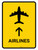 Airlines With Up Arrow Yellow Portrait - Wall Sign