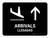 Arrivals With Up Arrow Black Bilingual Spanish Landscape - Wall Sign