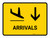 Arrivals With Down Arrow Yellow Landscape - Wall Sign