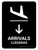 Arrivals With Down Arrow Black Bilingual Spanish Portrait - Wall Sign