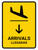 Arrivals With Down Arrow Yellow Bilingual Spanish Portrait - Wall Sign