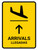 Arrivals With Up Arrow Yellow Bilingual Spanish Portrait - Wall Sign