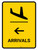 Arrivals With Left Arrow Yellow Portrait - Wall Sign