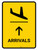Arrivals With Up Arrow Yellow Portrait - Wall Sign