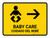 Baby Care With Right Arrow Yellow Bilingual Spanish Landscape - Wall Sign