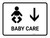 Baby Care With Down Arrow White Landscape - Wall Sign