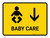 Baby Care With Down Arrow Yellow Landscape - Wall Sign