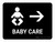 Baby Care With Right Arrow Black Landscape - Wall Sign