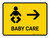 Baby Care With Right Arrow Yellow Landscape - Wall Sign