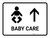 Baby Care With Up Arrow White Landscape - Wall Sign
