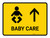 Baby Care With Up Arrow Yellow Landscape - Wall Sign