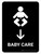Baby Care With Down Arrow Black Portrait - Wall Sign