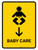 Baby Care With Down Arrow Yellow Portrait - Wall Sign
