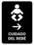 Baby Care With Right Arrow Black Spanish Portrait - Wall Sign