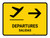 Departure With Right Arrow Yellow Bilingual Spanish Landscape - Wall Sign