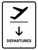 Departure With Down Arrow White Portrait - Wall Sign