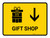 Gift Shop With Down Arrow Yellow Landscape - Wall Sign
