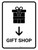 Gift Shop With Down Arrow White Portrait - Wall Sign