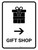 Gift Shop With Right Arrow White Portrait - Wall Sign