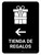 Gift Shop With Left Arrow Black Spanish Portrait - Wall Sign