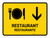 Restaurant With Down Arrow Yellow Bilingual Spanish Landscape - Wall Sign