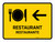 Restaurant With Left Arrow Yellow Bilingual Spanish Landscape - Wall Sign